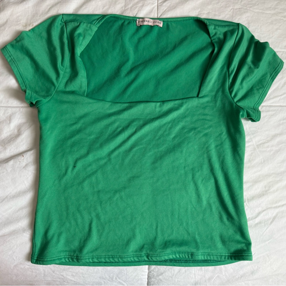 Women's Green Square Neck Top